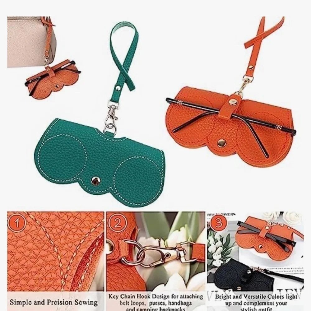 Soft Leather like Sunnies Case, purse charm orange
